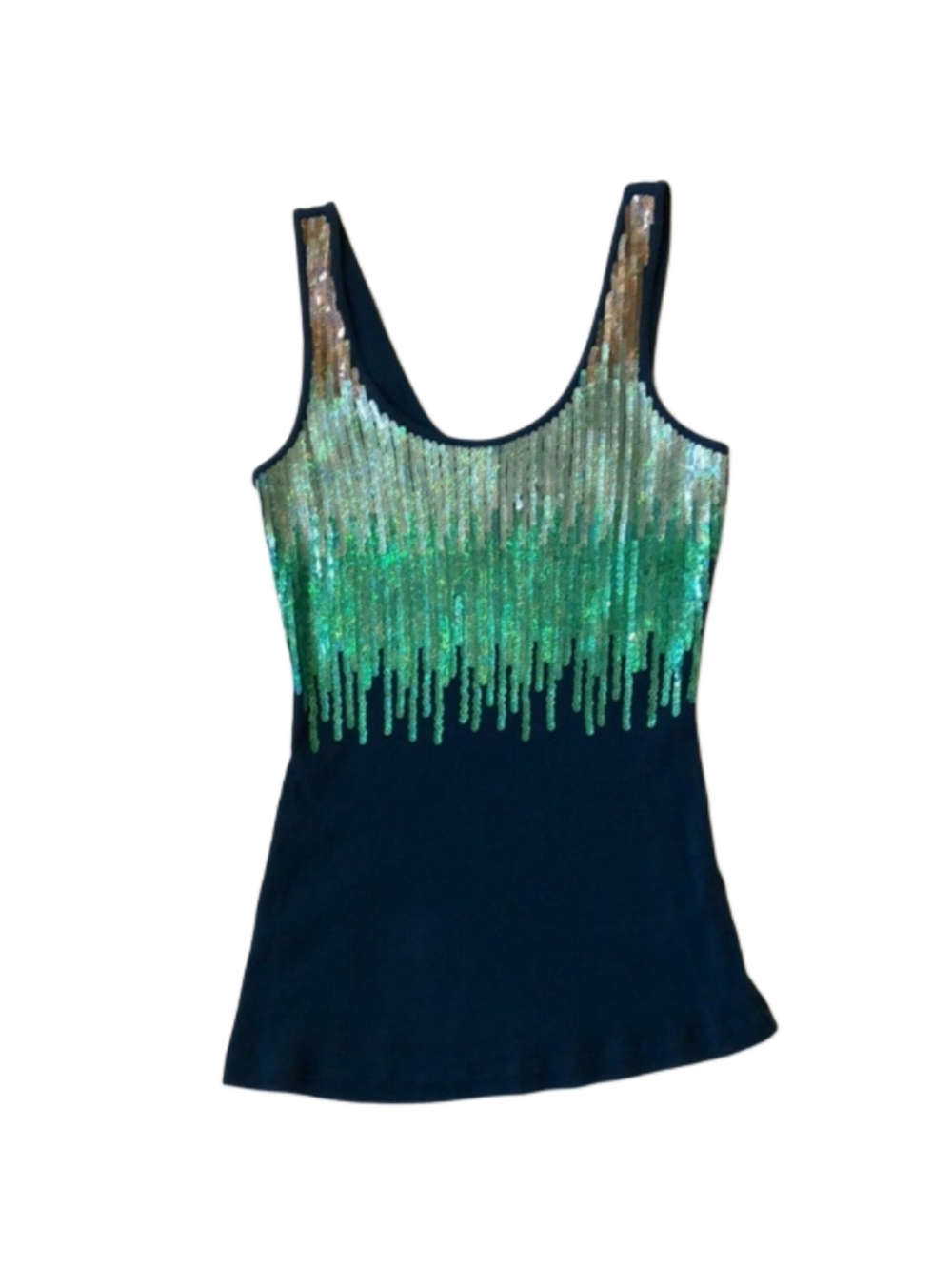 Y2k Express Navy Ribbed Sequin Ombre Tank Top!